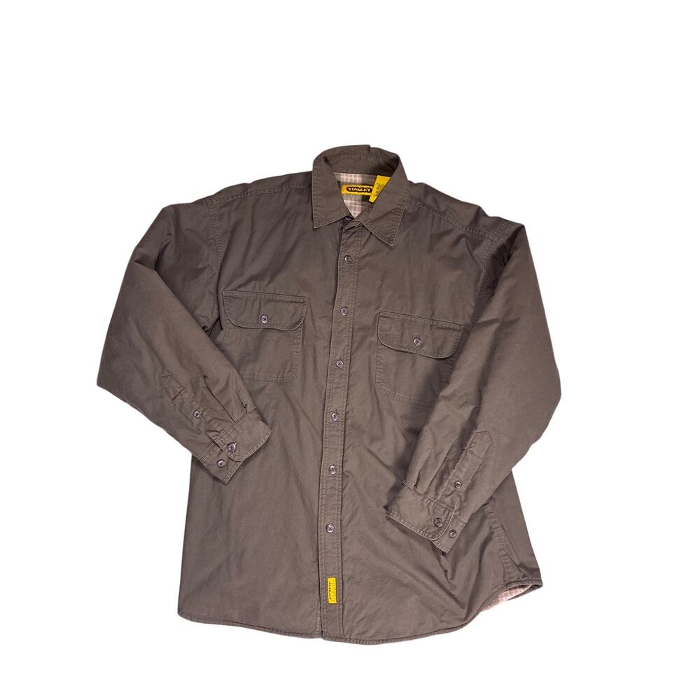 Stanley Flannel Lined Work Shacket Men’s Large Khaki Brown Heavyweight Workwear